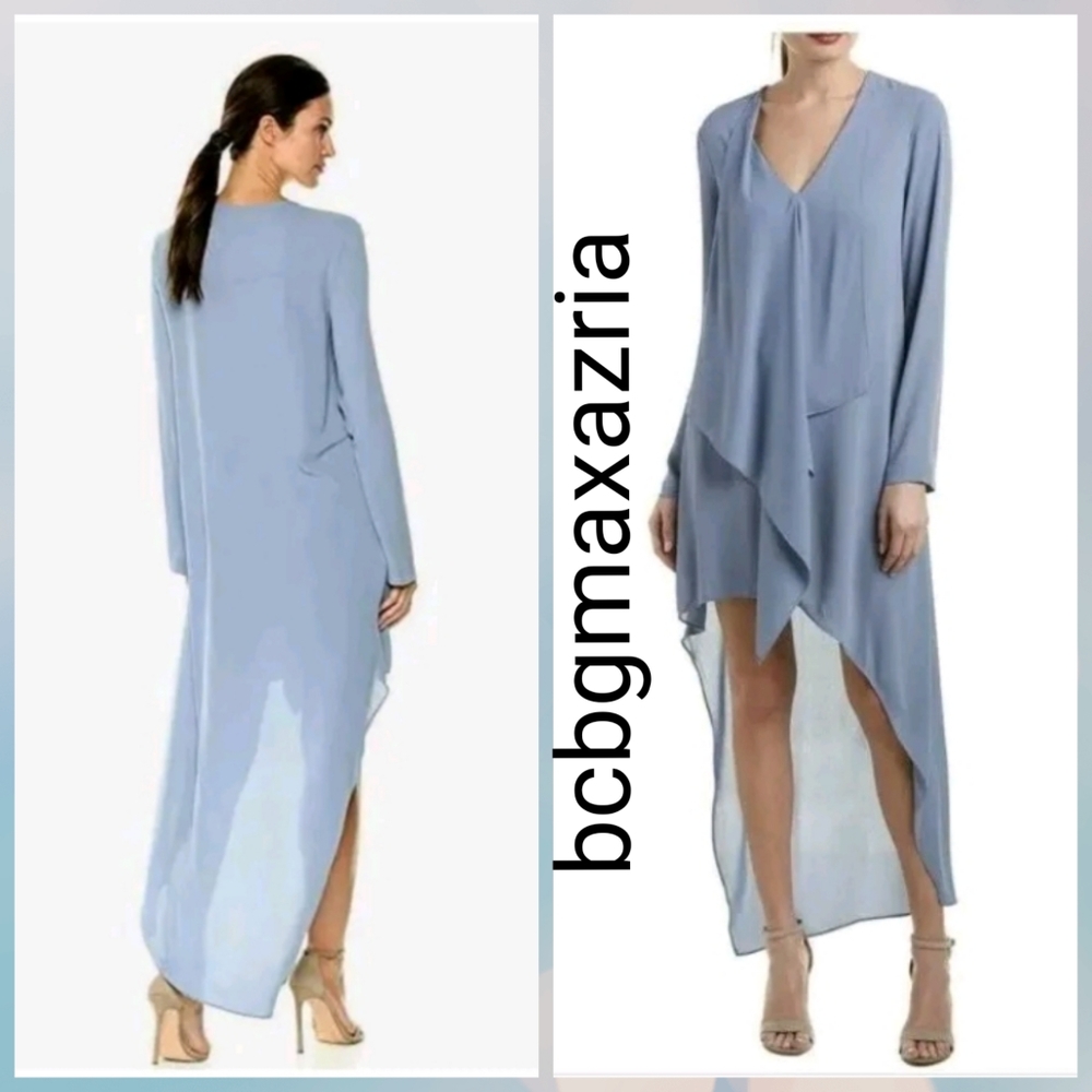 NWT BCBG MAXAZRIA KYNDAL RUFFLE ASYMMETRICAL DRAPED HIGH-LOW DRESS SIZE S $198